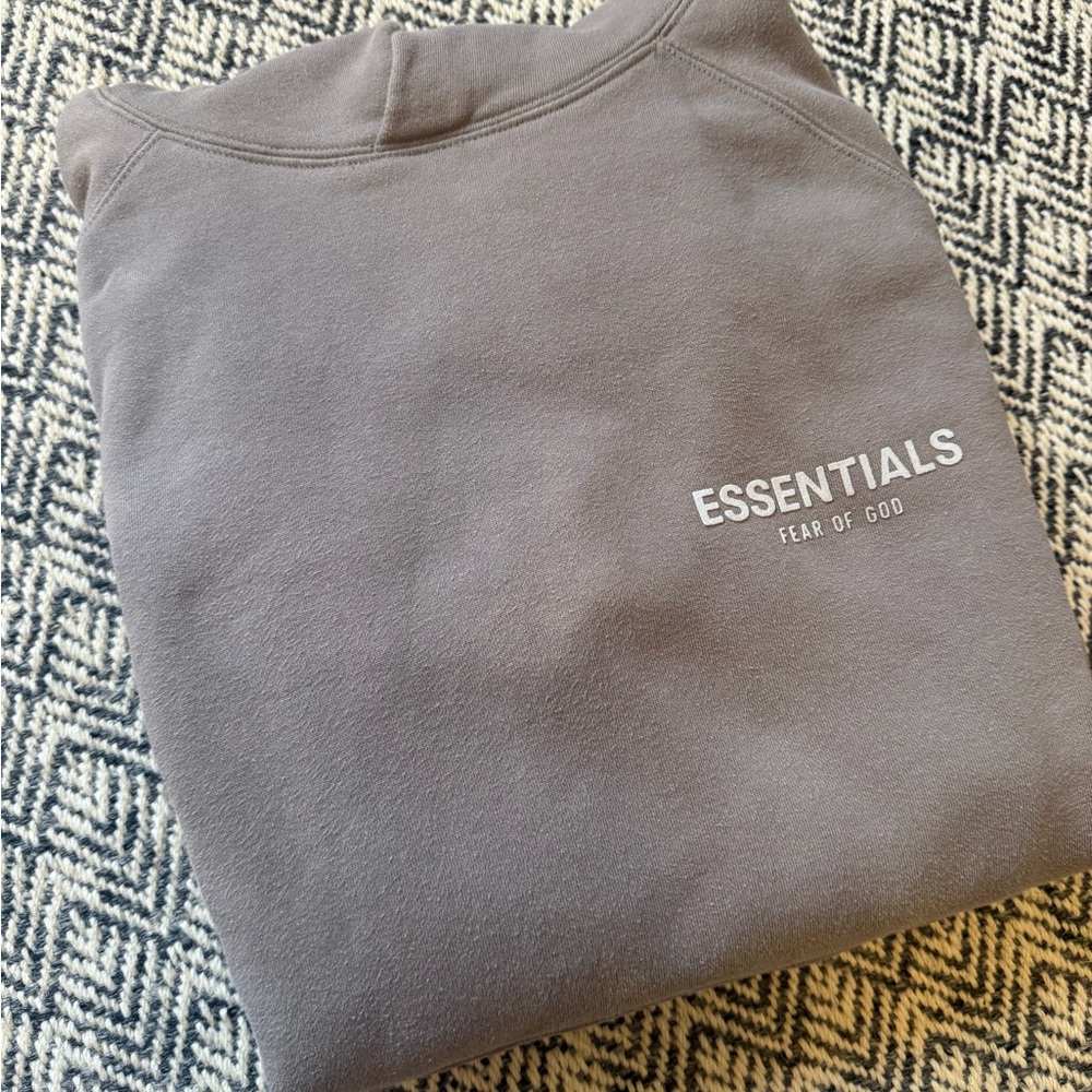 Fear of God Essentials Hoodie Taupe M Oversized Pullover Streetwear Unisex - Picture 7 of 13